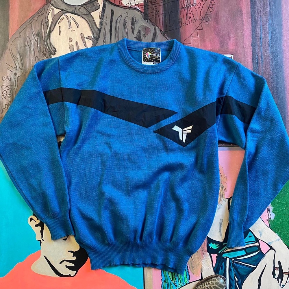 Vintage Tyrolia by Head Wool Blend Blue/Black Ski Sweater